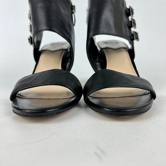 Vince Camuto Womens Lyssia Black Leather Sandals Open Toe Wedge Buckles size 9 - Picture 5 of 16